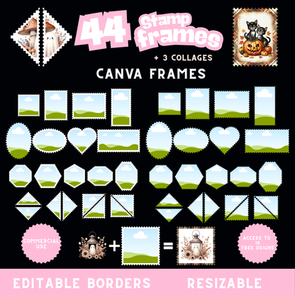 Canva 44 Stamp Frame Canva Templates + 3 Photo Collages