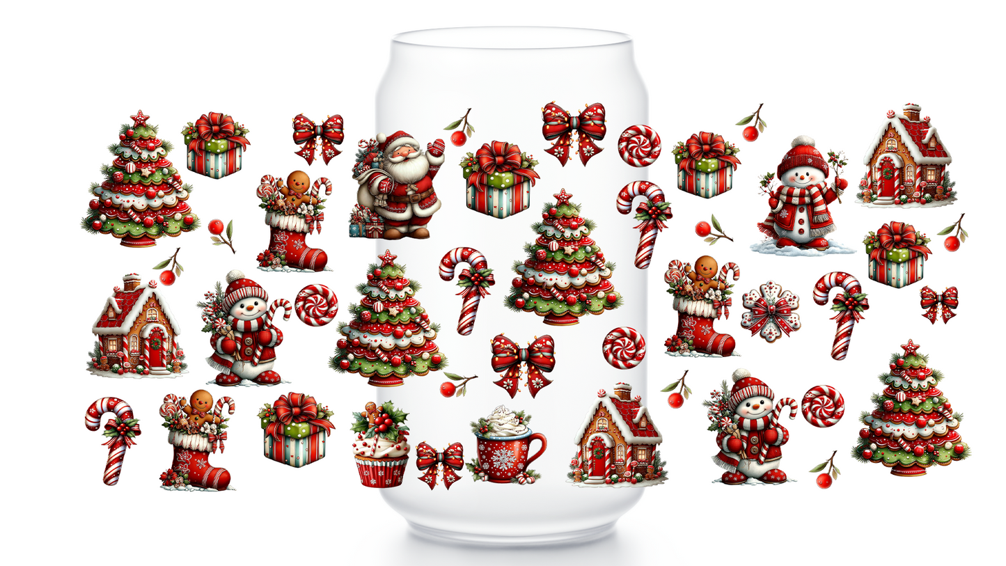 Cute Christmas 16 oz. Libbey Tumbler Wrap – UV DTF transfer
