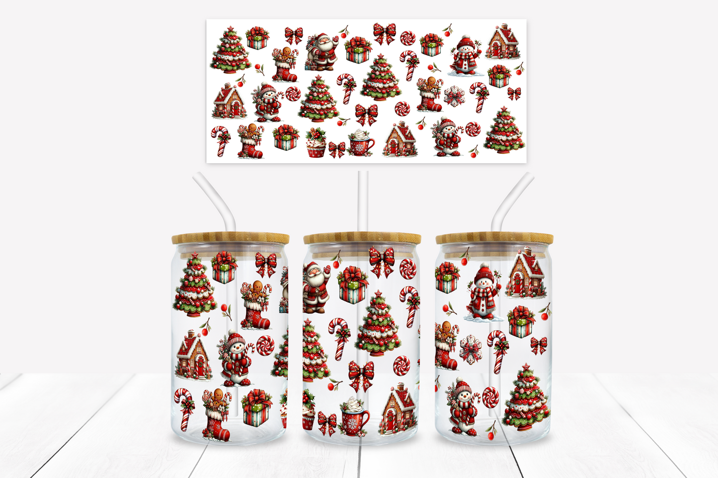Cute Christmas 16 oz. Libbey Tumbler Sublimation Wrap