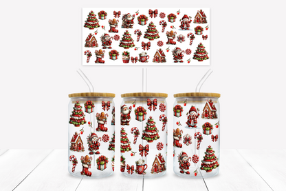 Cute Christmas 16 oz. Libbey Tumbler Sublimation Wrap