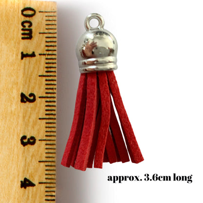 Suede Tassel with Silver Caps: 28 colours with silver bail Keychain Decor Supplies