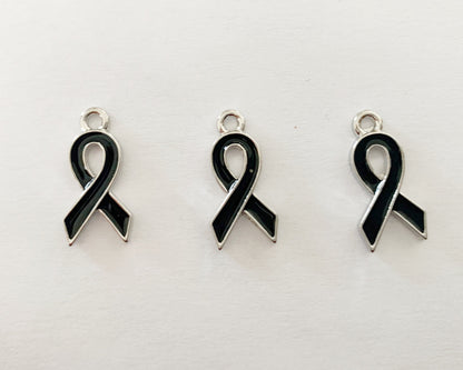 Awareness Ribbon Charms 8 Colours 20mm : silver plate zinc alloy backs