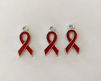 Awareness Ribbon Charms 8 Colours 20mm : silver plate zinc alloy backs