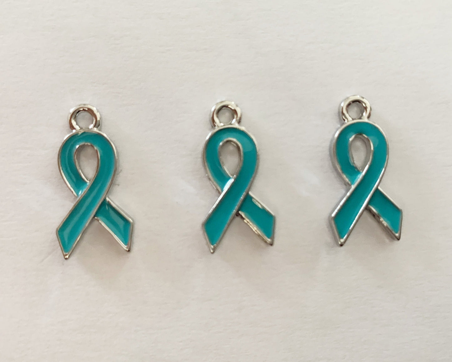 Awareness Ribbon Charms 8 Colours 20mm : silver plate zinc alloy backs