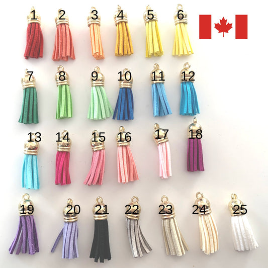 Suede Tassel with gold Caps: 25 colours with Gold bail Keychain Decor Supplies