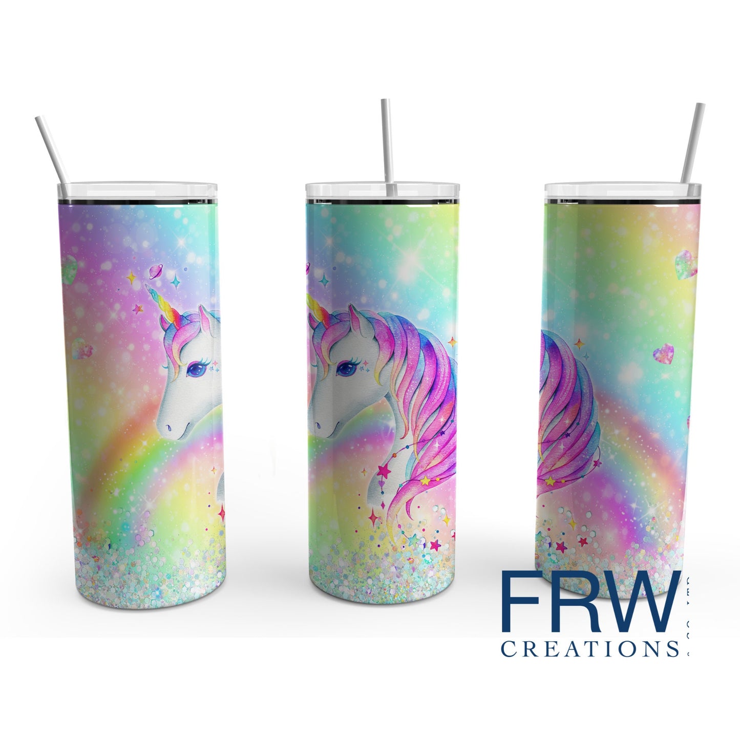 Unicorn Rainbow Tumbler Sublimation Tumbler, Ready to Press Sublimation Transfer, 20 oz. Skinny Tumbler