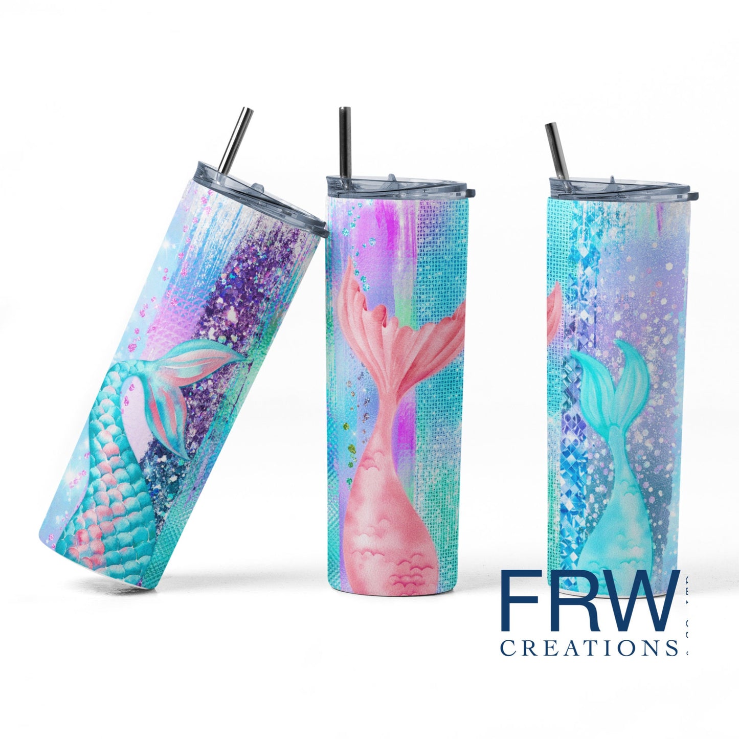 Mermaid Tumbler Sublimation Tumbler, Ready to Press Sublimation Transfer, 20 oz. Skinny Tumbler