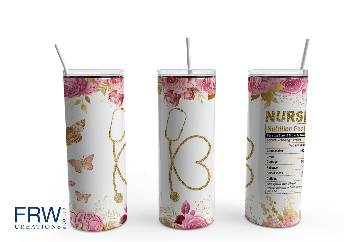 Nurse Sublimation Tumbler, Ready to Press Sublimation Transfer, 20 oz. Skinny Tumbler