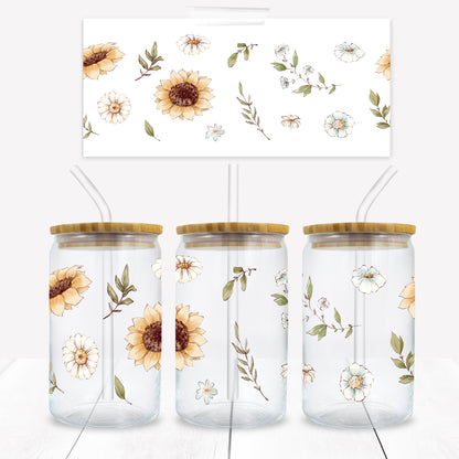 Sunflowers and Foliage 16 oz. Libbey Tumbler Wrap - Sublimation Wrap- Ready to Press Sublimation