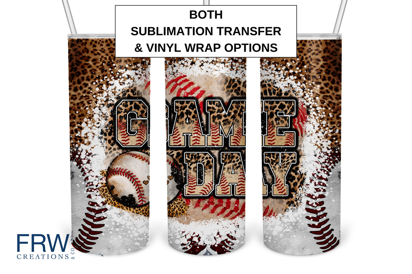 Game Day Baseball Leopard Print 20 oz. Sublimation Tumbler Transferr