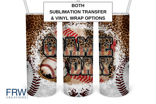 Game Day Baseball Leopard Print 20 oz. Sublimation Tumbler Transferr