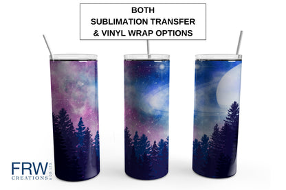 Night Sky Sublimation Tumbler, Ready to Press Sublimation Transfer, 20 oz. Skinny Tumbler