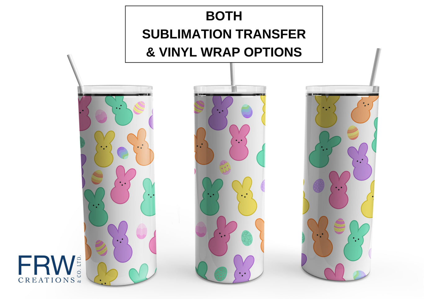 Peeps Easter Tumbler Sublimation Tumbler, Ready to Press Sublimation Transfer, 20 oz. Skinny Tumbler