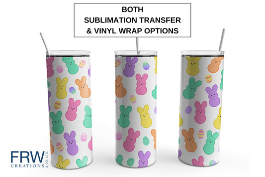 Peeps Easter Tumbler Sublimation Tumbler, Ready to Press Sublimation Transfer, 20 oz. Skinny Tumbler