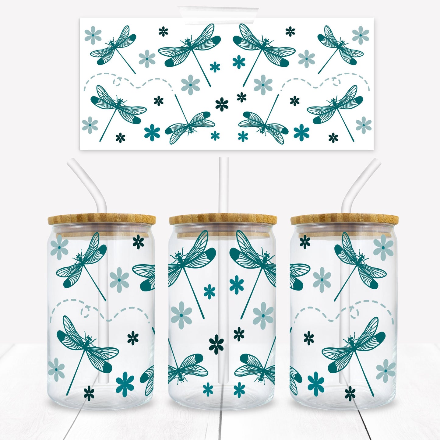 Dragonflies 16 oz. Libbey Tumbler Wrap - Sublimation Wrap- Ready to Press Sublimation