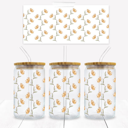 Sunflowers Sideview Print 16 oz. Libbey Tumbler Wrap - Sublimation Wrap- Ready to Press Sublimation