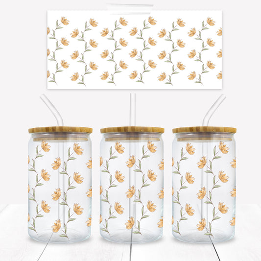 Sunflowers Sideview Print 16 oz. Libbey Tumbler Wrap - Sublimation Wrap- Ready to Press Sublimation