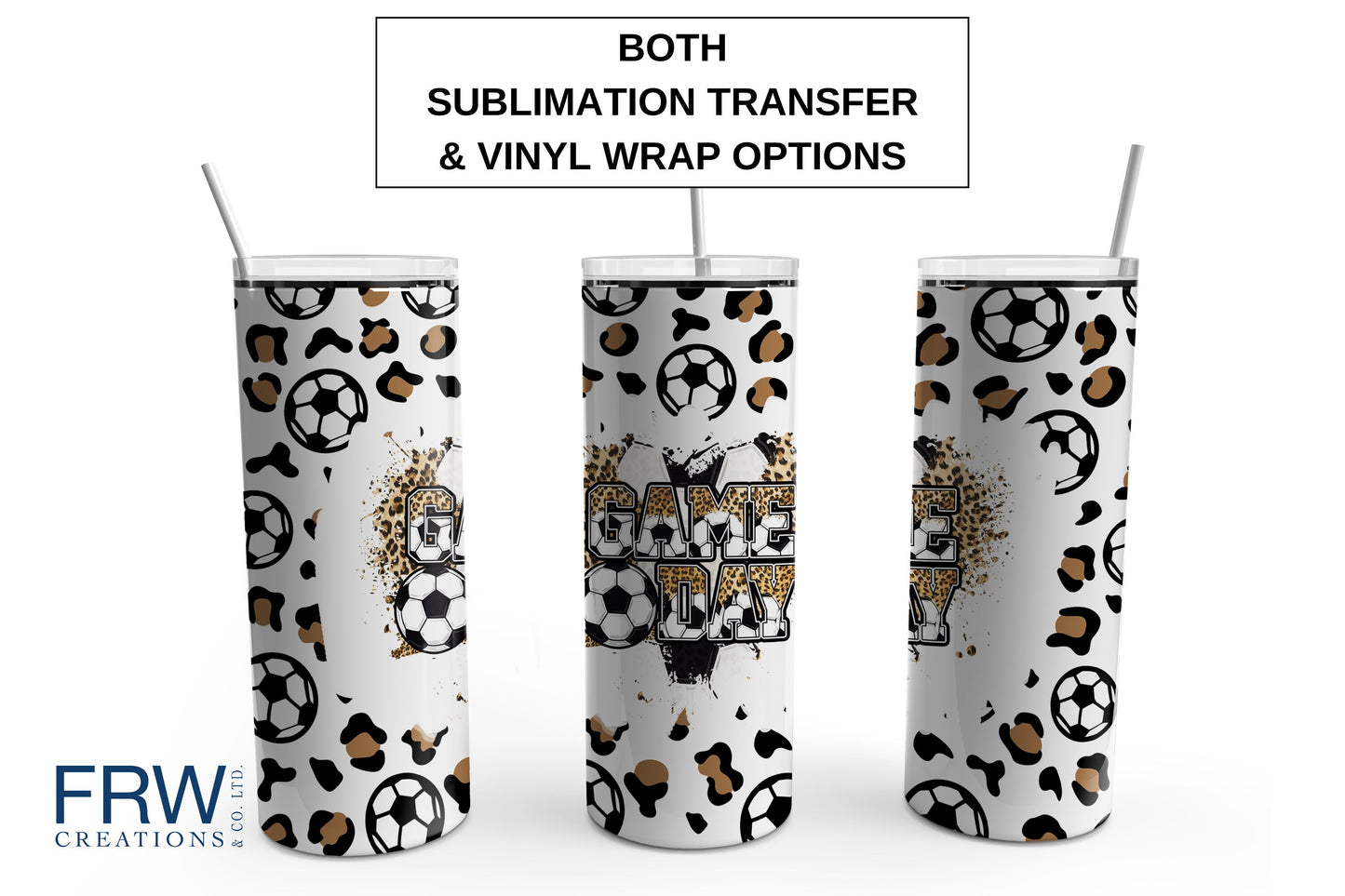 Game Day Soccer Leopard Print 20 oz. Sublimation Tumbler Transfer