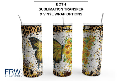 Butterfly Sunflower Leopard 20 oz. Sublimation Tumbler Transfer