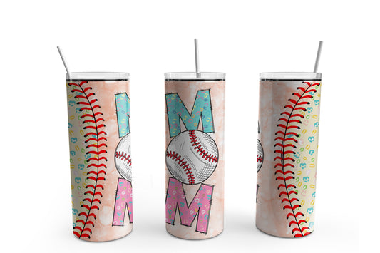 Baseball Mom Pastel 20 oz Tumbler Sublimation Transfer Wrap