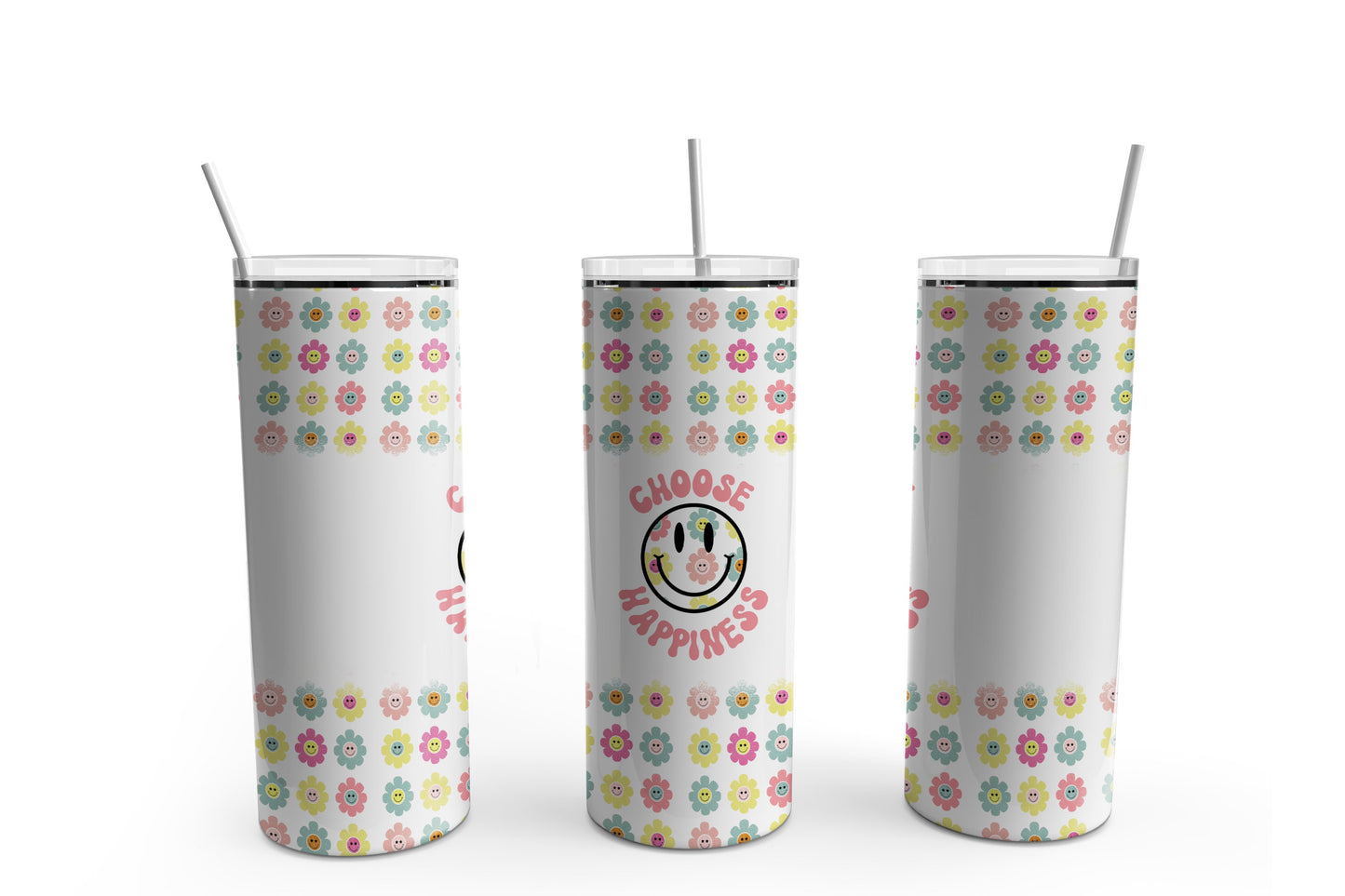 Choose Happiness Retro 20 oz. Sublimation Tumbler Transfer