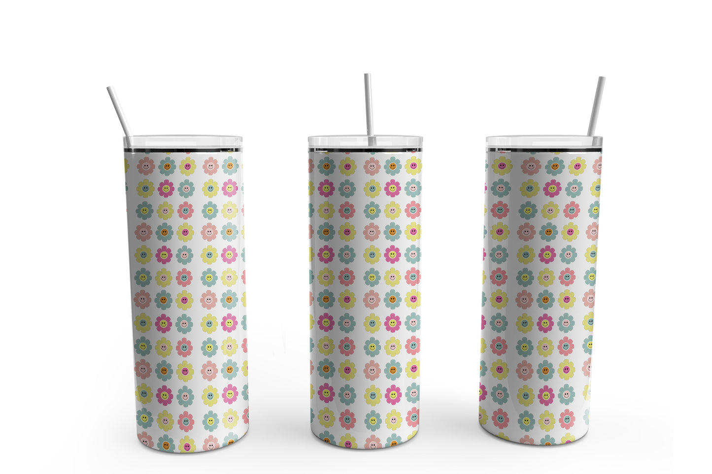 Happy Retro Flowers S20 oz. Sublimation Tumbler Transfer