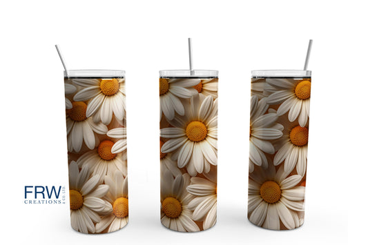 3D Flowers- Daisy 20 oz Tumbler Sublimation Transfer Wrap