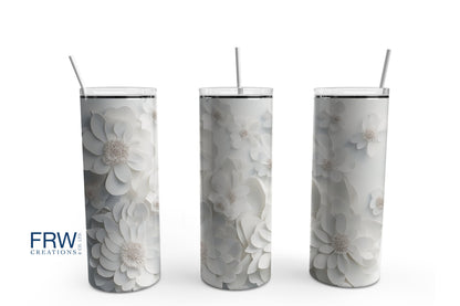 3D White Flowers 20 oz. Sublimation Tumbler Transfer