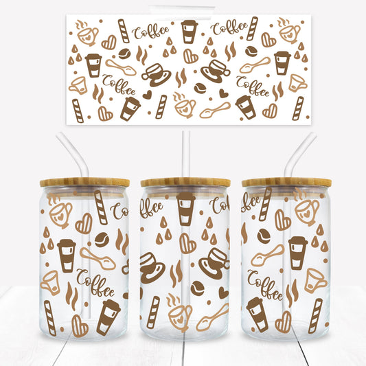 Coffee 16 oz. Libbey Tumbler Wrap - Sublimation Wrap- Ready to Press Sublimation