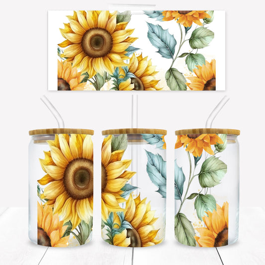 Sunflowers 16 oz. Libbey Tumbler Wrap - Sublimation Wrap- Ready to Press Sublimation