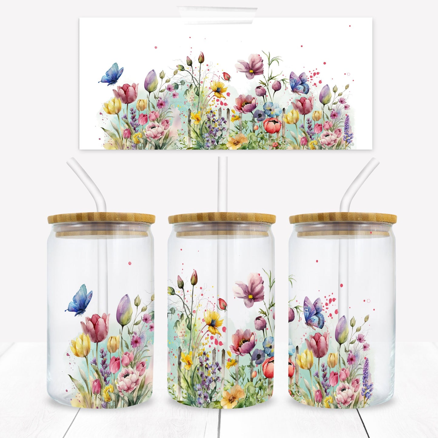 Wildflowers 16 oz. Libbey Tumbler Wrap - Sublimation Wrap- Ready to Press Sublimation