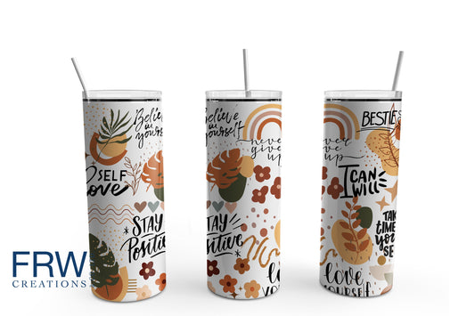 Boho Positive Motivation Affirmation 20 oz. Sublimation Tumbler Transfer