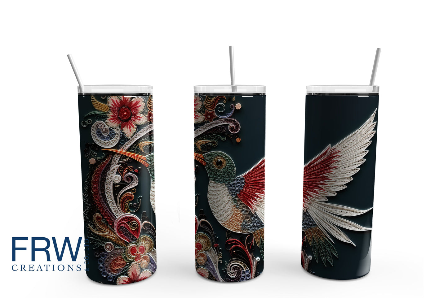 Embroidered Hummingbird 20 oz. Sublimation Tumbler Transfer