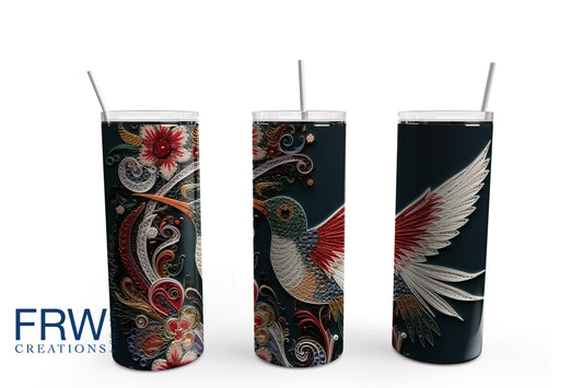 Embroidered Hummingbird 20 oz. Sublimation Tumbler Transfer