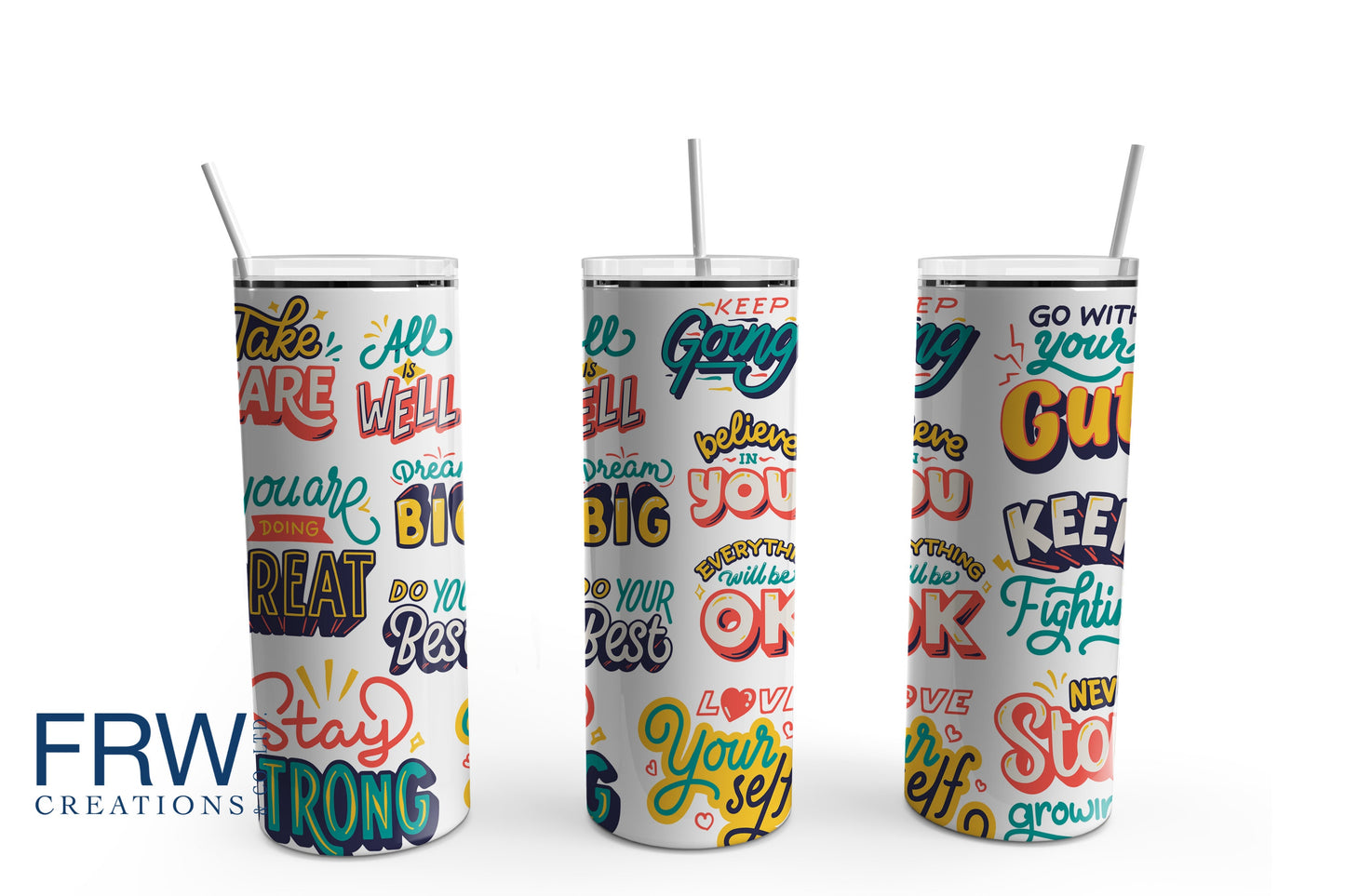 Retro Positive Quotes Tumbler Sublimation Tumbler, Ready to Press Sublimation Transfer, 20 oz. Skinny Tumbler