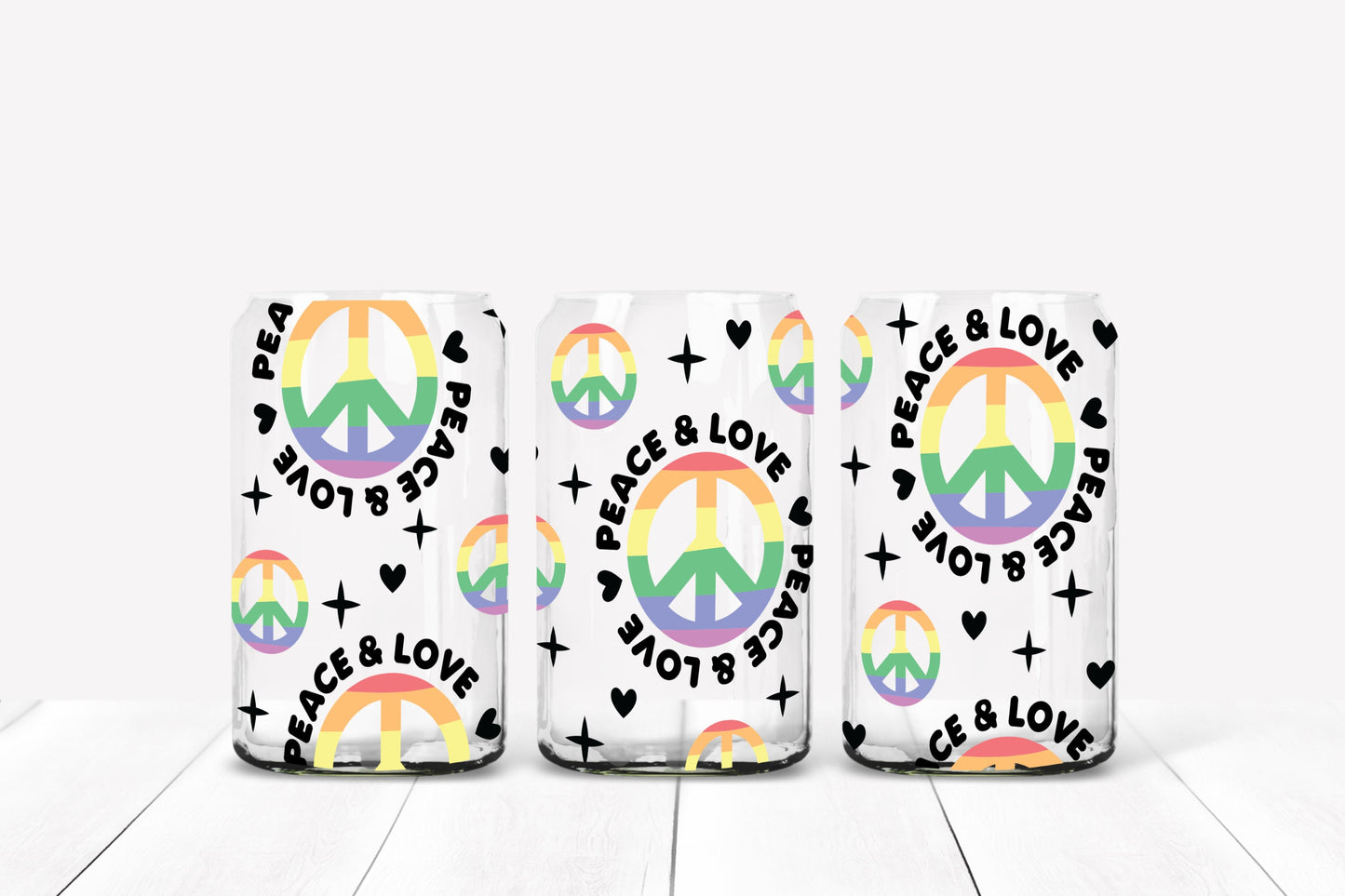 Peace and Love Pride 16 oz. Libbey Tumbler Wrap - Sublimation Wrap- Ready to Press Sublimation