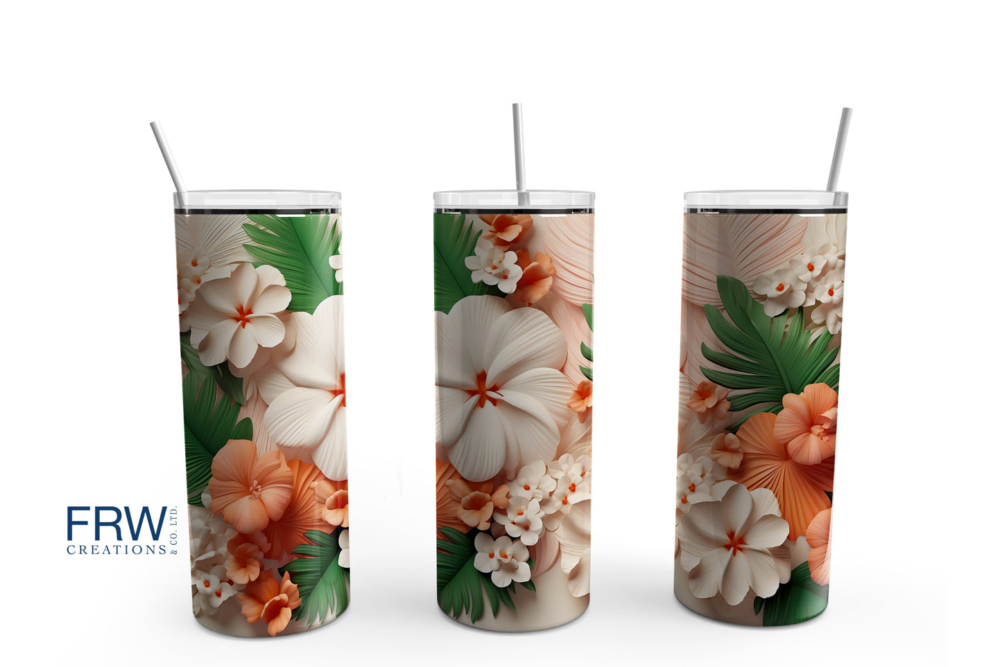 3D Flowers 20 oz Tumbler Sublimation Transfer Wrap