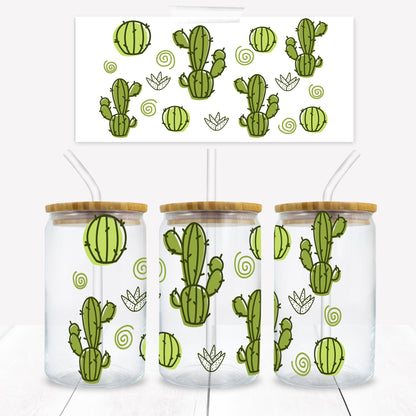 Cactus Cacti 16 oz. Libbey Tumbler Wrap - Sublimation Wrap- Ready to Press Sublimation