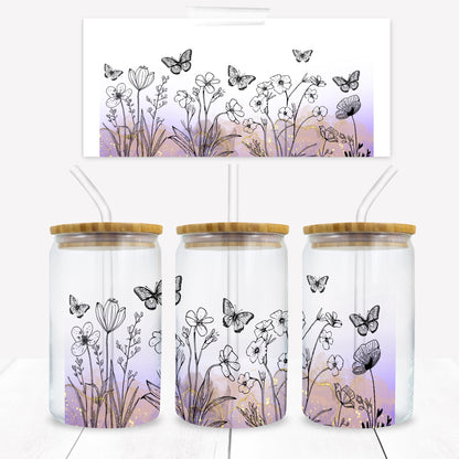 Dainty Flowers 16 oz. Libbey Tumbler Wrap - Sublimation Wrap- Ready to Press Sublimation