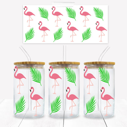 Flamingo 16 oz. Libbey Tumbler Wrap - Sublimation Wrap- Ready to Press Sublimation