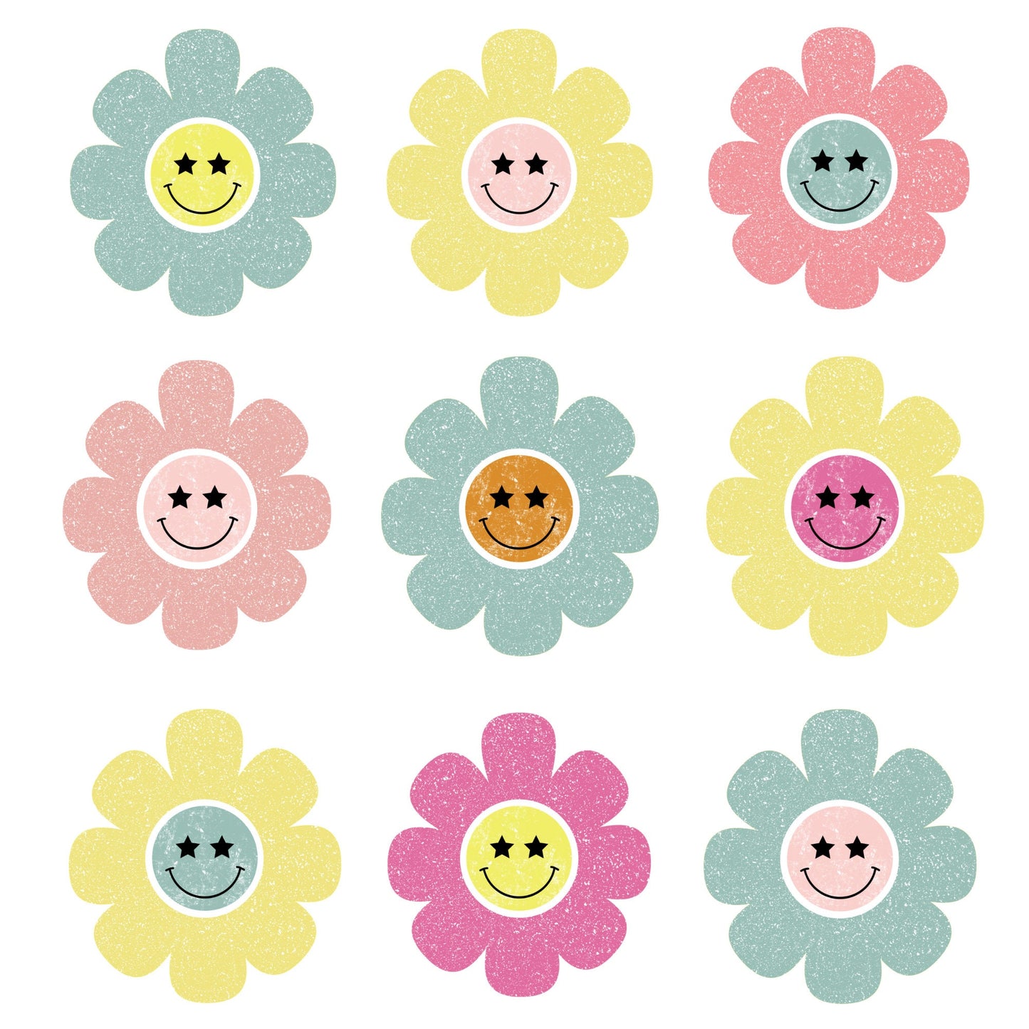 Retro Happy Flowers  Sublimation Sheet Transfer -Ready to Press