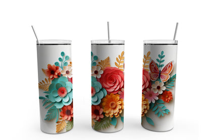 3D Flowers Concept #3  20 oz Tumbler Sublimation Transfer Wrap