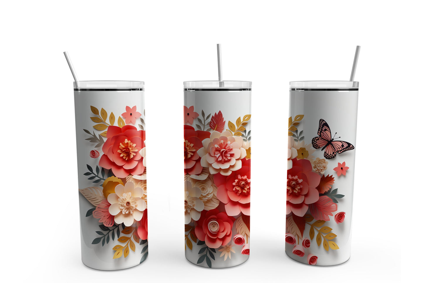 3D Flowers Concept #4 20 oz Tumbler Sublimation Transfer Wrap