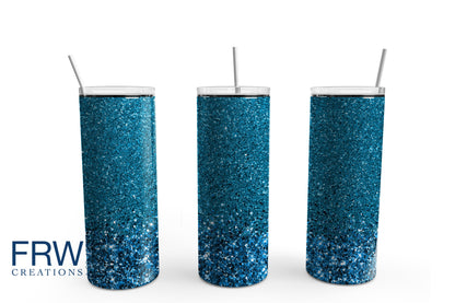 Blue Glitter 20 oz. Sublimation Tumbler Transfer