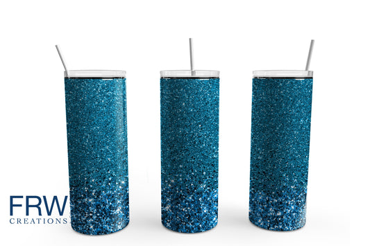 Blue Glitter 20 oz. Sublimation Tumbler Transfer