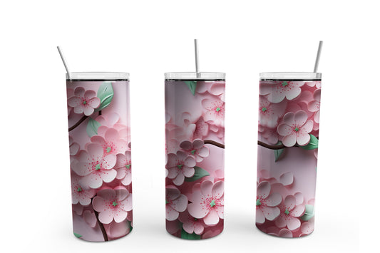 3D Cherry Blossom 20 oz Tumbler Sublimation Transfer Wrap