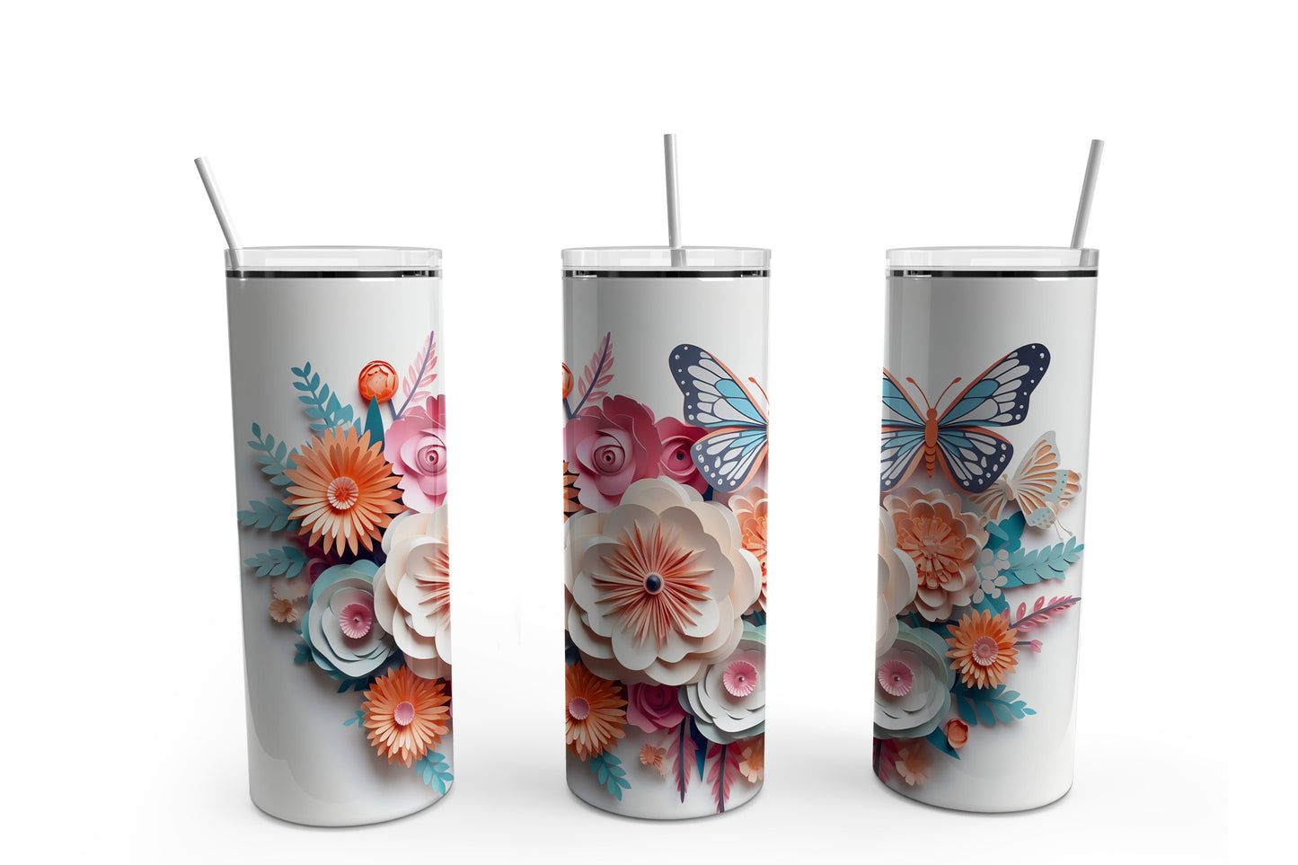 3D Flowers Concept #2 20 oz Tumbler Sublimation Transfer Wrap