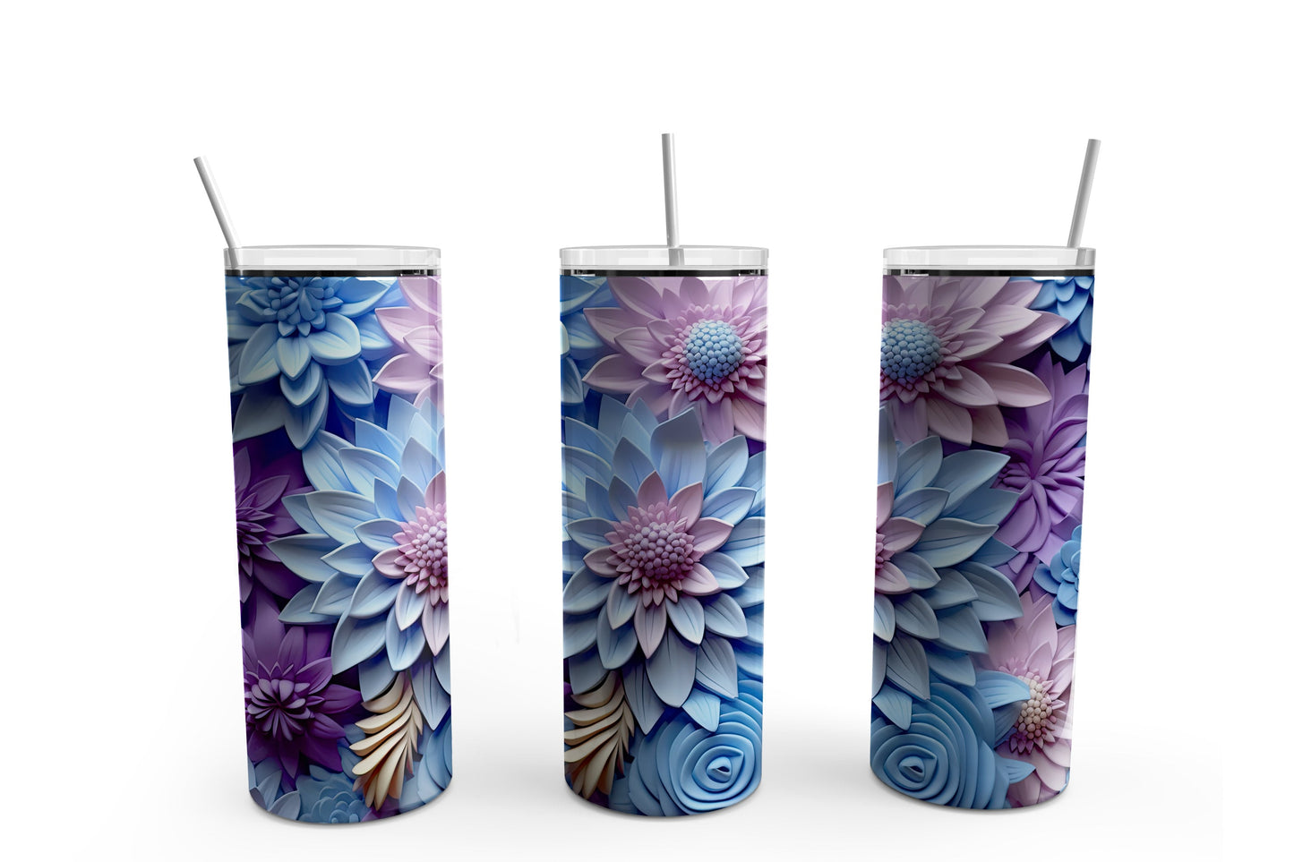 3D Flower BG #3 20 oz Tumbler Sublimation Transfer Wrap