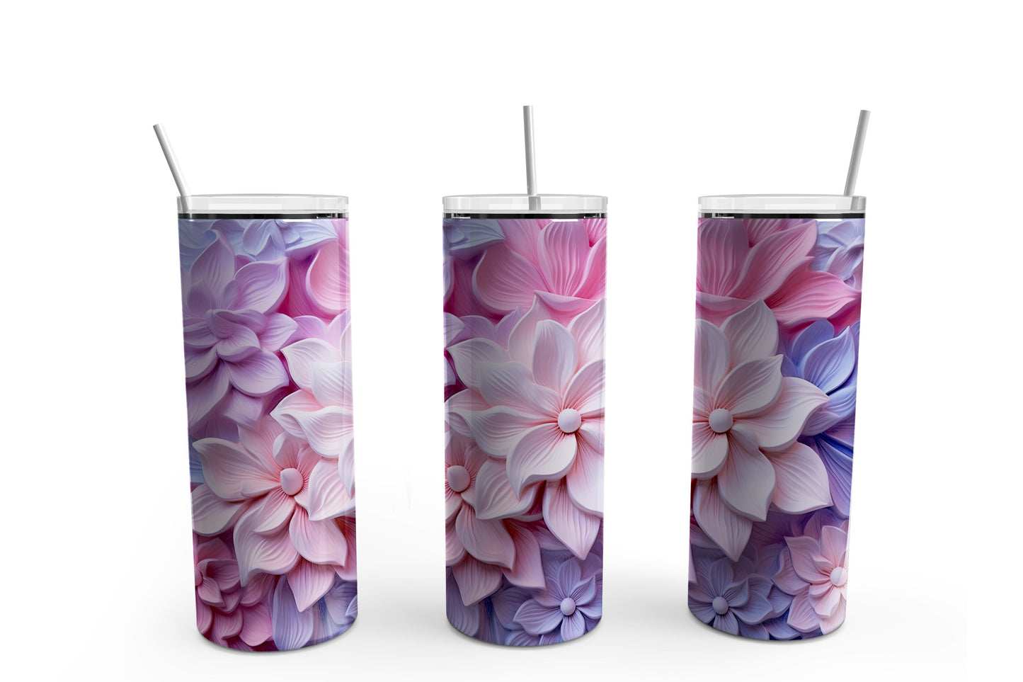 3D Flower BG #1 20 oz Tumbler Sublimation Transfer Wrap