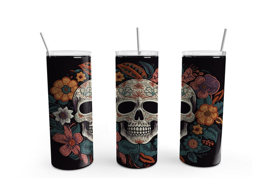 Embroidered Skull 20 oz. Sublimation Tumbler Transfer